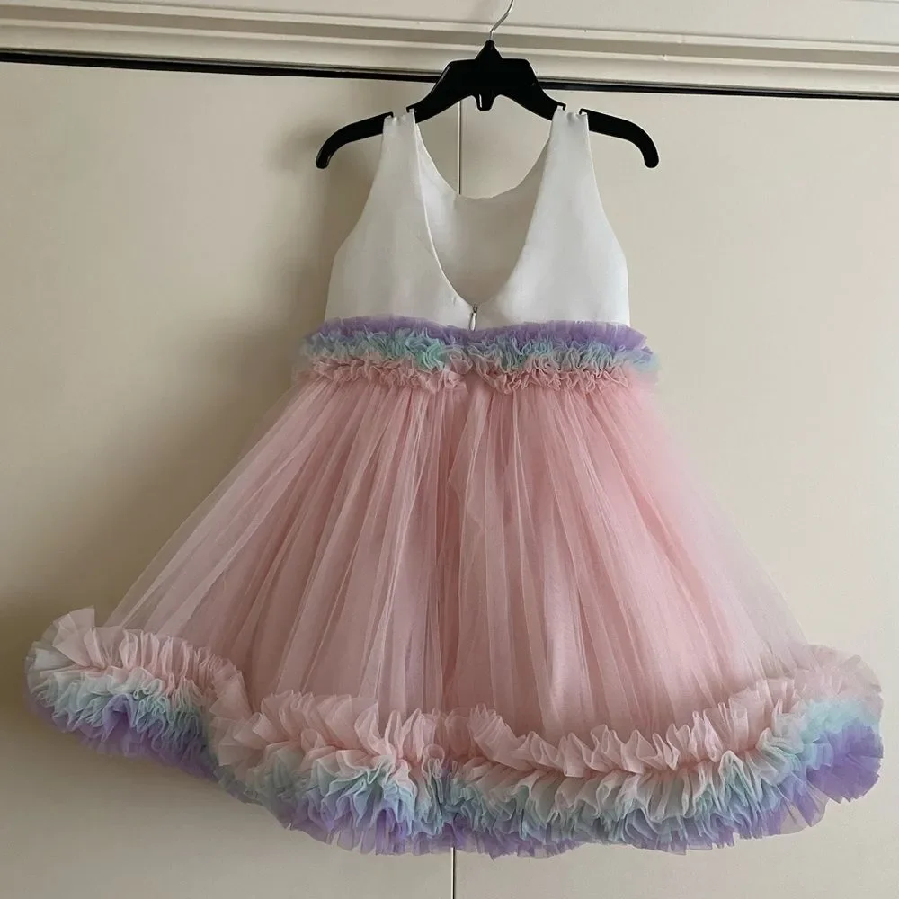 Elegant Pink and White Kids Toddler Formal Dress